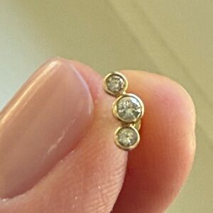 Triple Diamond Gold Stud Earring